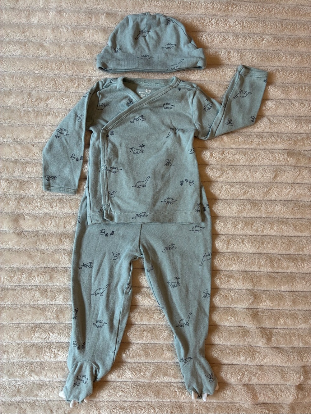 🦕 Carter’s 6M Dino Layette Set — 3 Piece Baby Outfit